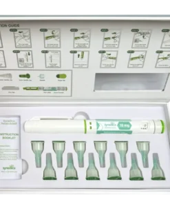 Synedica Retatrutide 40mg research peptide pen resting on a clean laboratory surface with purity documentation