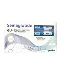 Synedica Semaglutide 8mg injection pen research kit arranged neatly on a laboratory table with analytical reports